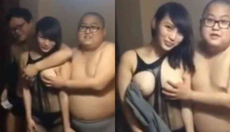 賭輸用摸奶抵債！大奶嫩模輸到脫褲！渾圓美胸任人摸還拍下影片：也讓我摸摸