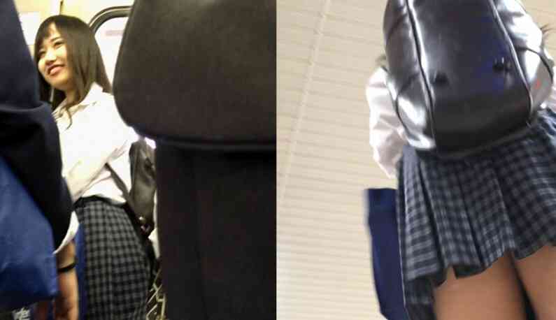 ซ่อนกล้องแอบถ่ายใต้กระโปรงสาว   นักเรียนหน้าหวาน ยิ่งเดินตามยิ่งได้มุมใกล้