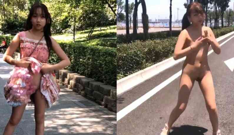 สาวตัวโป๊เต้นที่ถนน